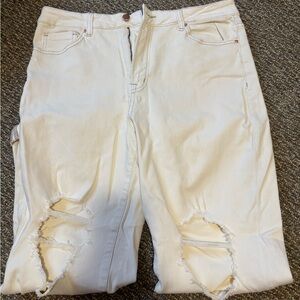 Altar'd State Cream Ripped Jeans